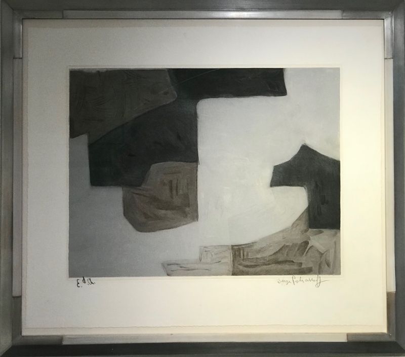 Braune, graue und schwarze Komposition (Aquatinta) - Serge  POLIAKOFF