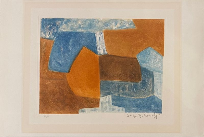 Composition  Rouge et bleue XXXVI (Eau-forte et aquatinte) - Serge  POLIAKOFF