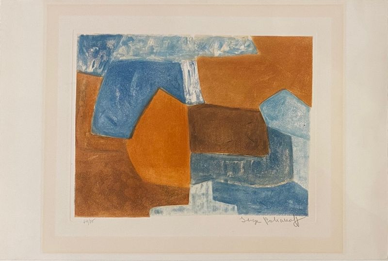 Composition  Rouge et bleue XXXVI (Eau-forte et aquatinte) - Serge  POLIAKOFF