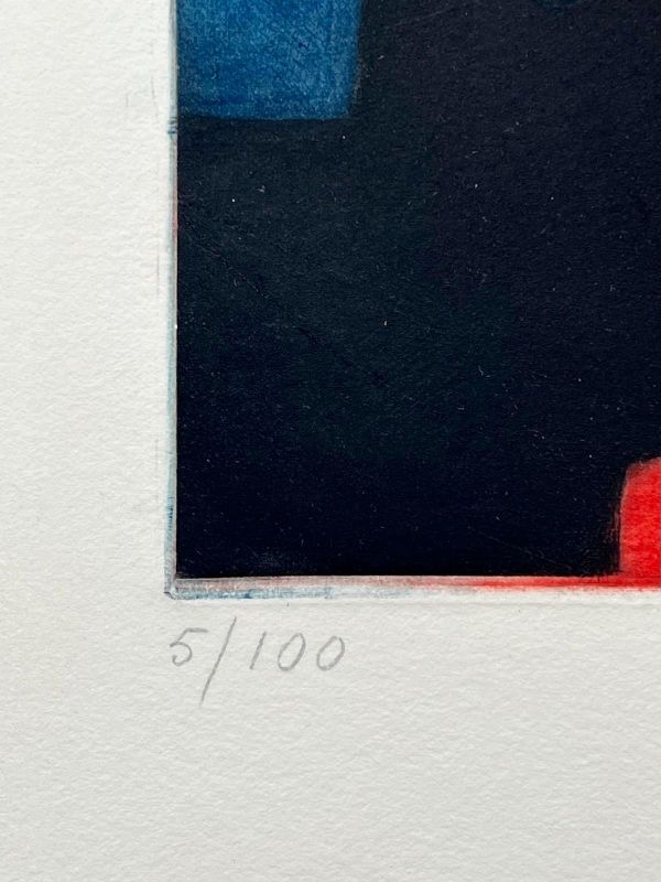 Composition bleue, rouge, verte et noire III (Aguafuerte y aguatinta) - Serge  POLIAKOFF