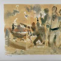 Lucien Fontanarosa (1912-1975) // Gondoliers à Venise (Litografía) — Artistes Divers — Vista frontal