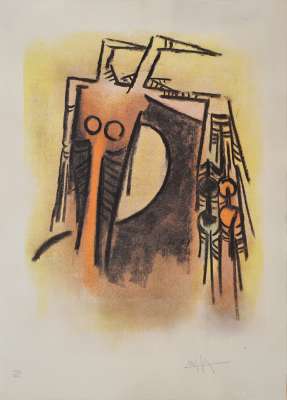 Femme cheval (Lithographie) - Wifredo LAM