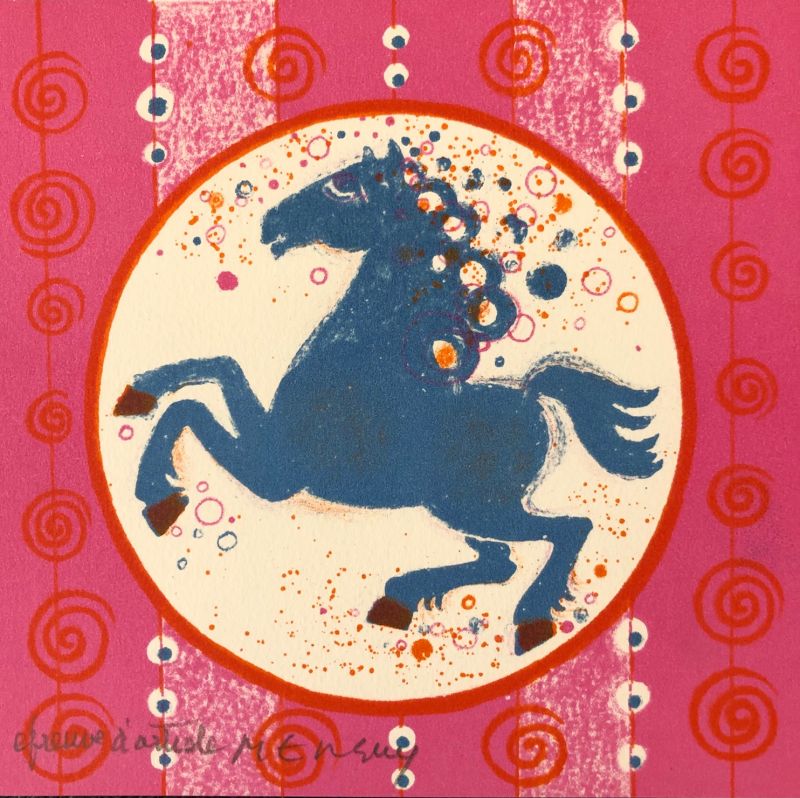 Pferd (Farblithographie) - Frédéric MENGUY