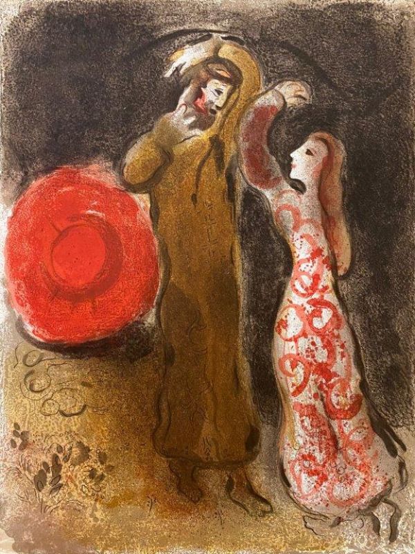 Rencontre de Ruth et de Booz (Litografía) - Marc CHAGALL