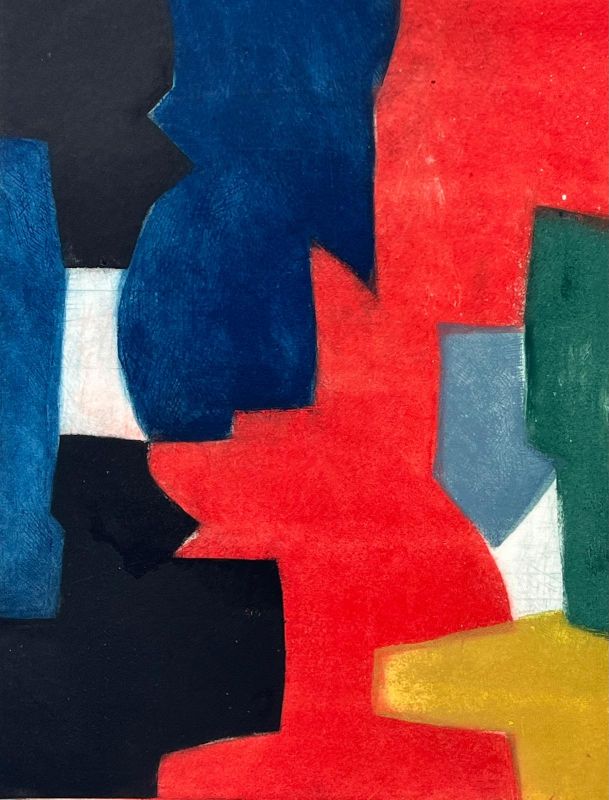 Composition bleue, rouge, verte et noire III (Aguafuerte y aguatinta) - Serge  POLIAKOFF