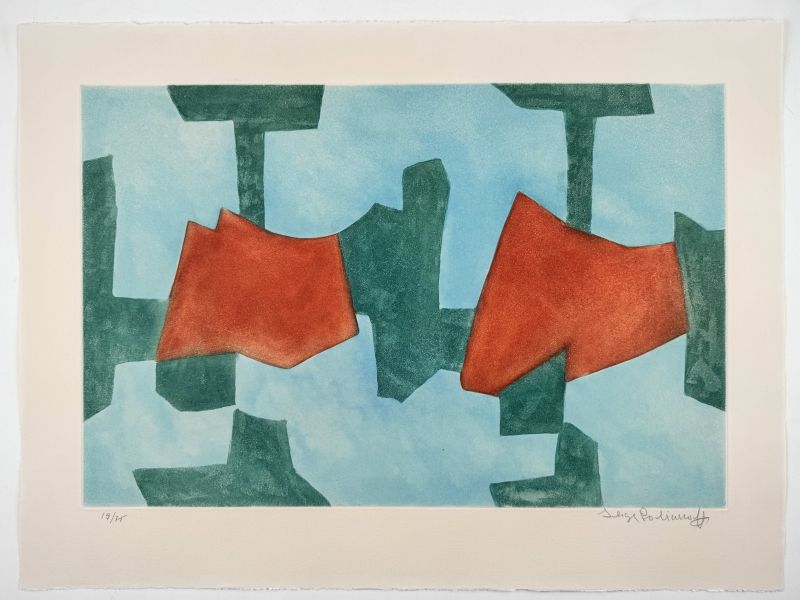Komposition in Blau, Grün und Rot (Aquatinta) — Serge POLIAKOFF — Ansicht mit Rändern