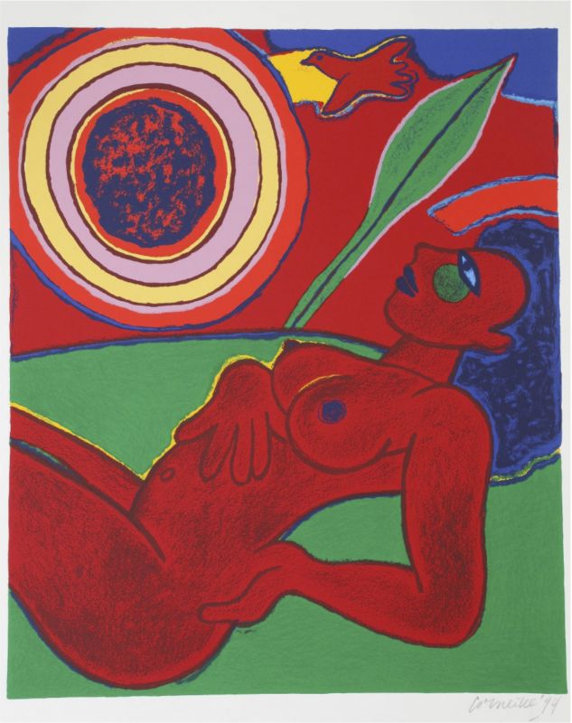 Le nu rouge en été (Farblithographie) - Guillaume CORNEILLE