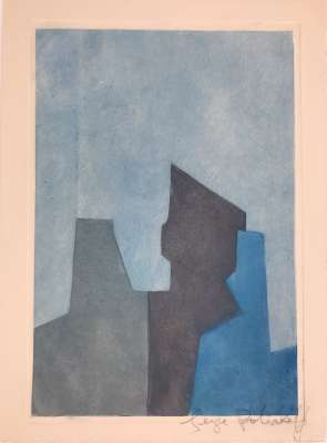 Composition in blue (Etching and aquatint) - Serge  POLIAKOFF
