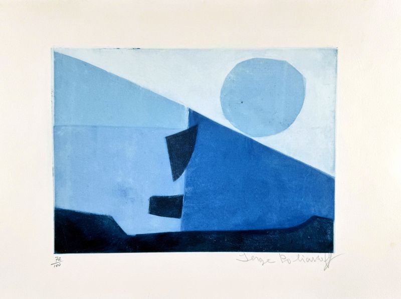Composici&oacute;n en azul (Aguafuerte y aguatinta) - Serge  POLIAKOFF