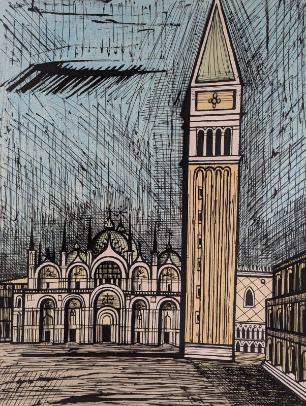 Saint Marc et le Campanile (Lithographie) - Bernard BUFFET