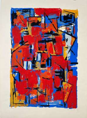 Alexandre ISTRATI (1915-1991) // Rote und blaue Komposition (Siebdruck) -  Artistes Divers