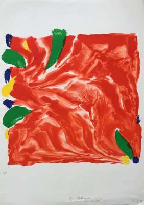 Composition en rouge, vert, bleu et jaune (Lithographie) - Olivier DEBRE