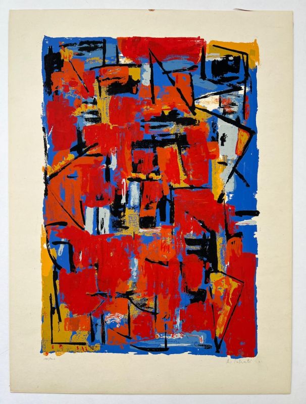 Alexandre ISTRATI (1915-1991) // Composición en rojo y azul (Serigrafía) -  Artistes Divers