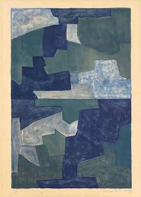 Composition bleue L71 (Lithograph) - Serge  POLIAKOFF