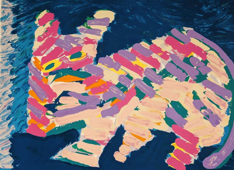 Resting Cat (Lithograph) - Karel APPEL