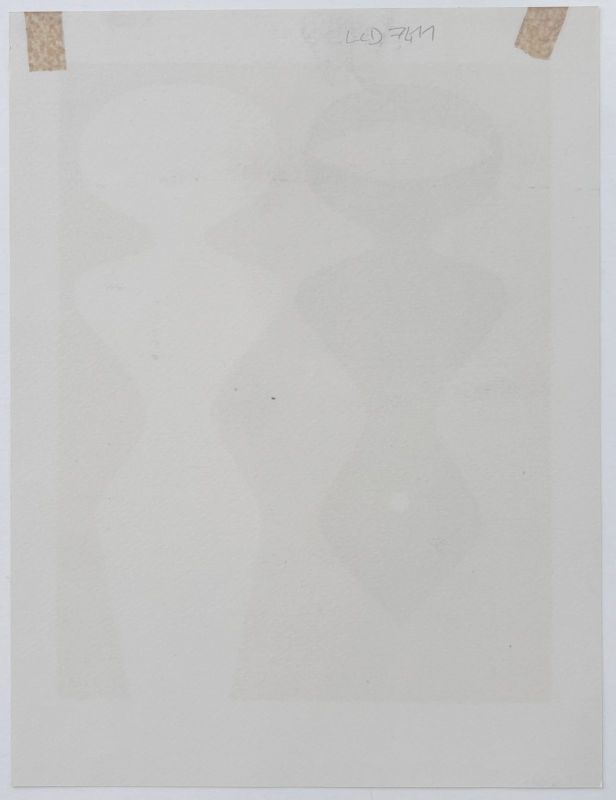 Two figures on a yellow background (Wood engraving) - Hans ARP