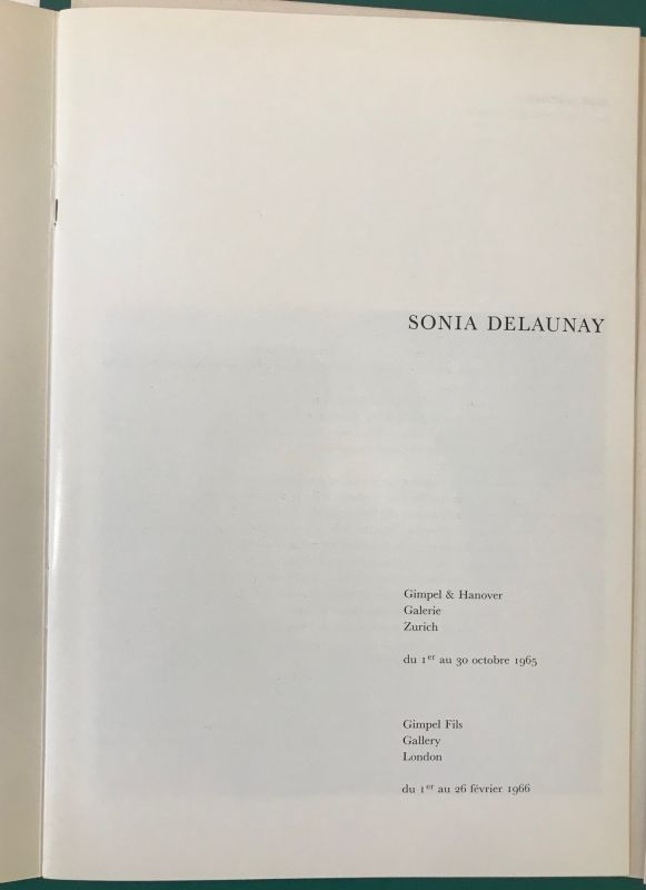 Catalogue d'exposition Gimpel & Hanover Galerie (Schablone) - Sonia DELAUNAY