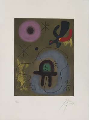 The Mauve of the Moon (Lithograph) - Joan  MIRO