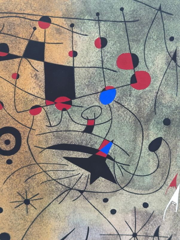 Frau mit blonden Achseln, die sich im Sternenlicht die Haare k&auml;mmt (Sternbilder) (Schablone) - Joan  MIRO