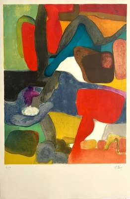 Rouge et Bleu (Lithographie) - Maurice ESTEVE