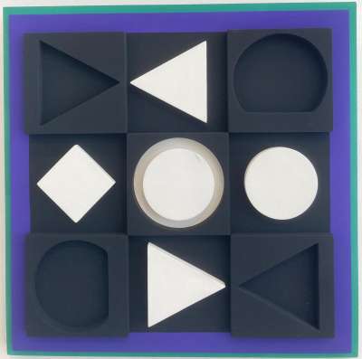 Victor Vasarely, Blue and Red Composition, c.1980 - Denis Bloch Fine Art