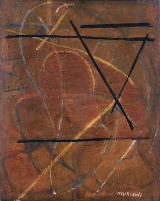 Composition à fond brun (Huile sur toile (moderne)) - Serge  POLIAKOFF