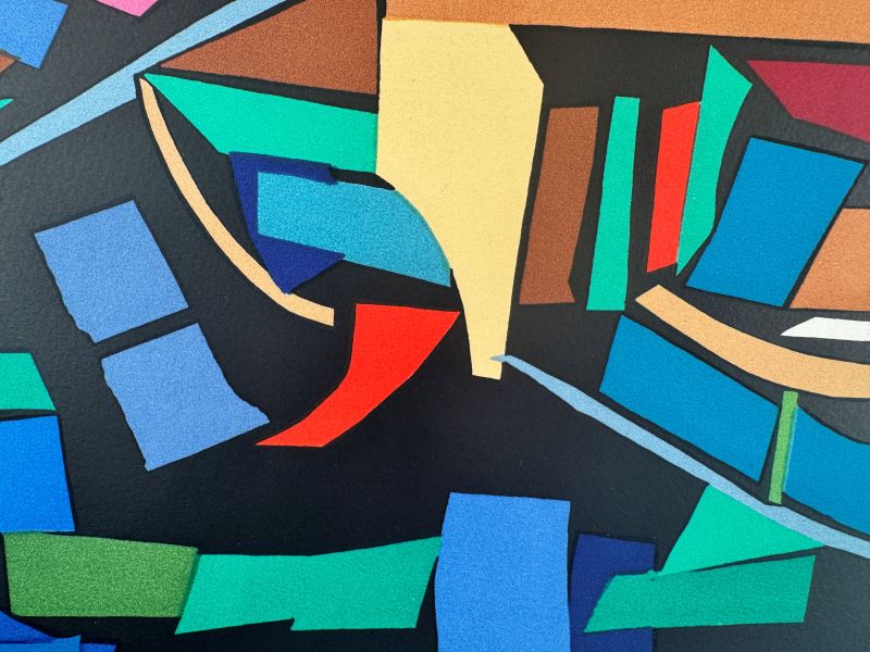 Blue and Red Collage (Lithograph) — André LANSKOY — Detail view