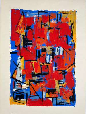 Alexandre ISTRATI (1915-1991) // Composition rouge et bleue (Silksreen) -  Artistes Divers