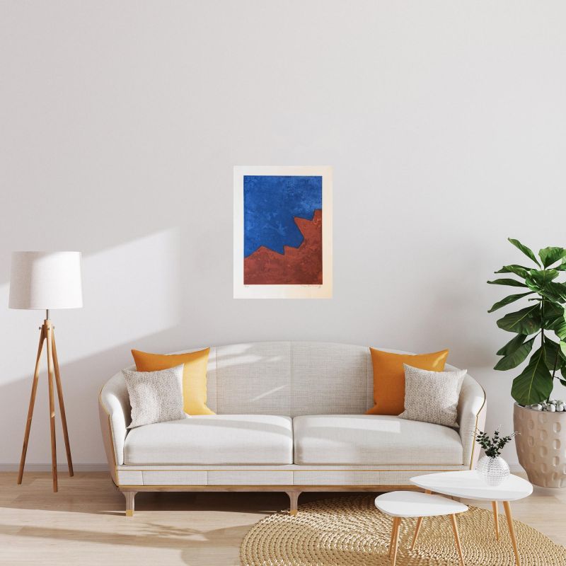 Composition rouge et bleue XXXII (Aquatint) - Serge  POLIAKOFF