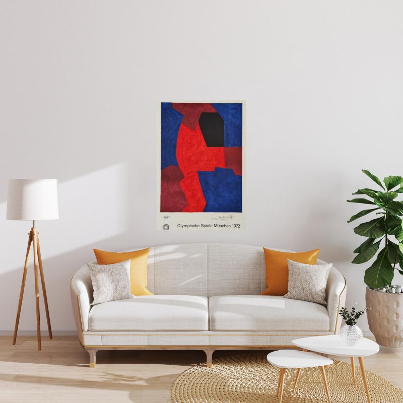 Composition in blue, red and black (Lithograph) - Serge  POLIAKOFF