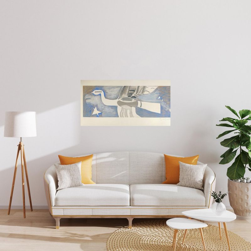 Gro&szlig;er blauer Vogel (Farblithographie) - Georges BRAQUE