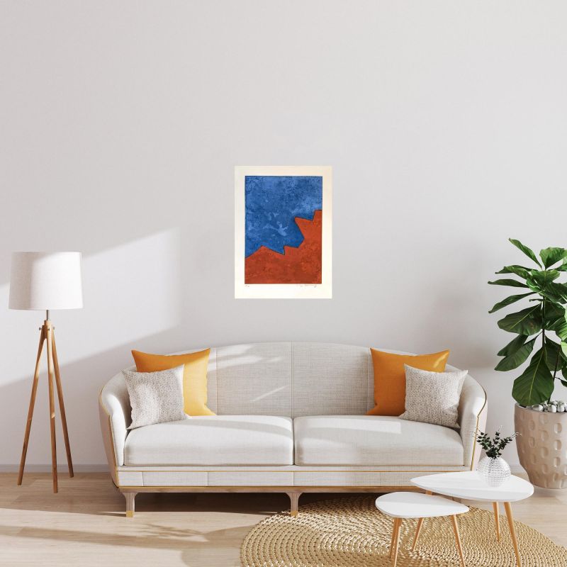 Composition rouge et bleue XXXII (Aquatinte) - Serge  POLIAKOFF