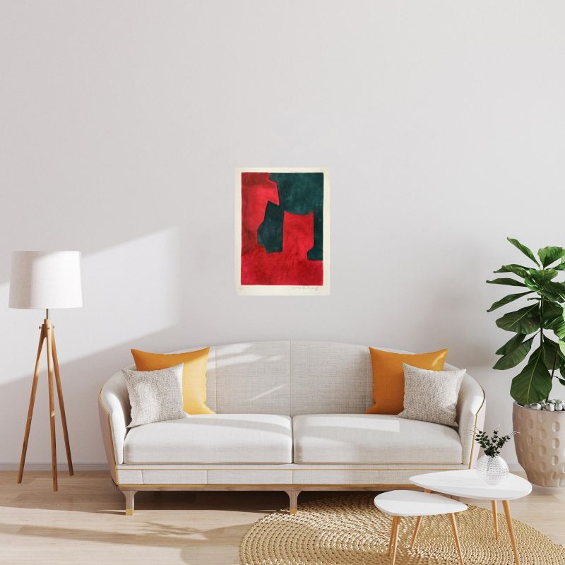 Composición roja y verde XI (Aguafuerte y aguatinta) - Serge  POLIAKOFF