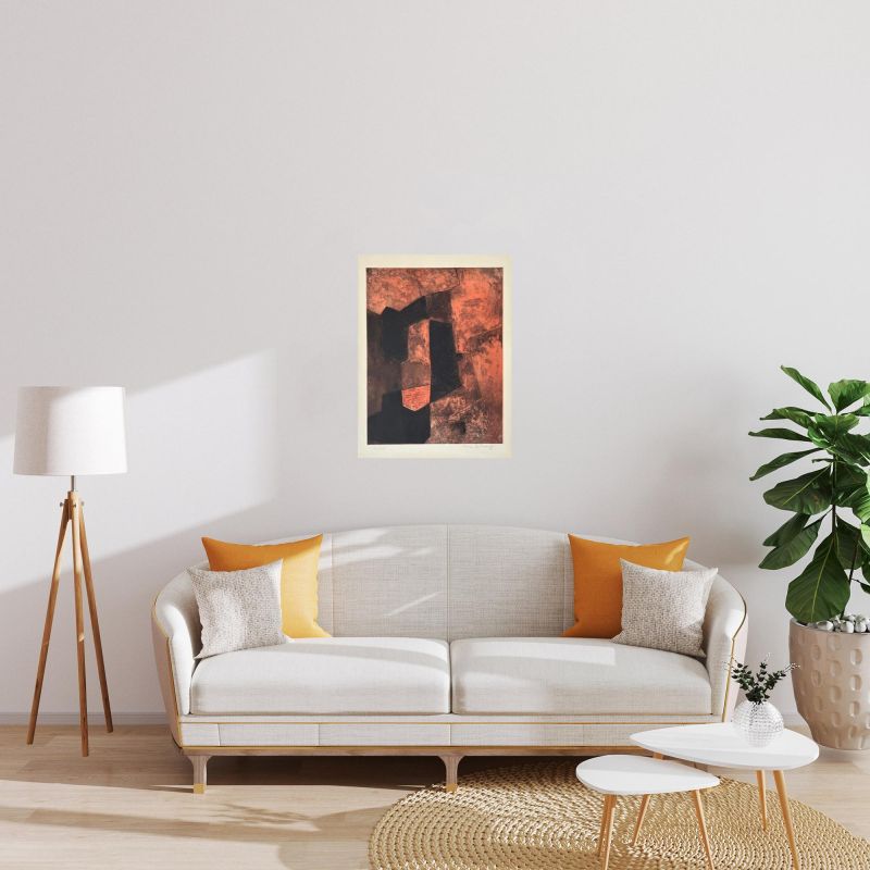 Composition Brune et Rouge XV (Eau-forte et aquatinte) - Serge  POLIAKOFF