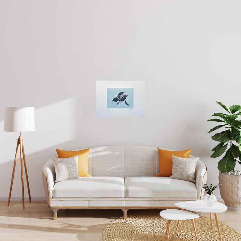 Aufschwung I (Der Schwan auf blau-grünem Hintergrund) (Farblithographie) - Georges BRAQUE