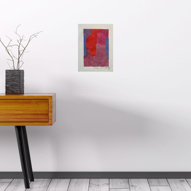 Composition mauve, bleue et rouge XXI (Eau-forte et aquatinte) - Serge  POLIAKOFF