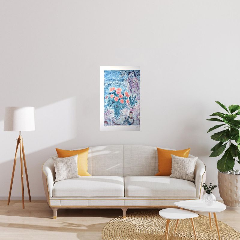 The Red Bouquet (Lithograph) - Marc CHAGALL