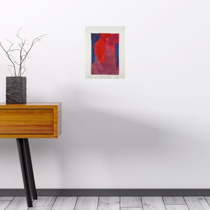 Komposition in Lila, Blau und Rot (Mischtechnik (Modern)) - Serge  POLIAKOFF