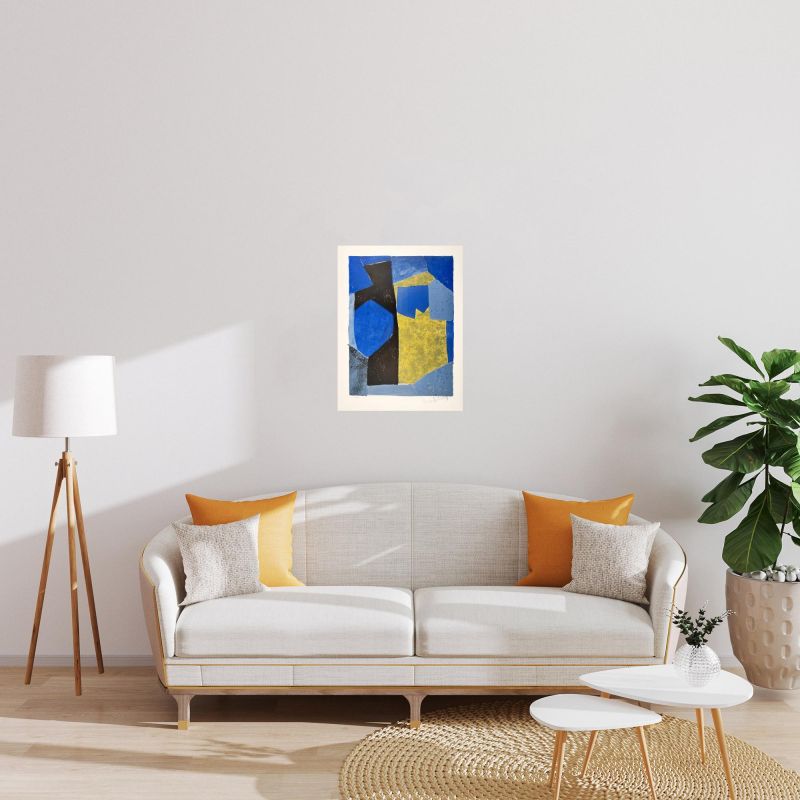 Blue, black and yellow composition (Lithograph) — Serge POLIAKOFF